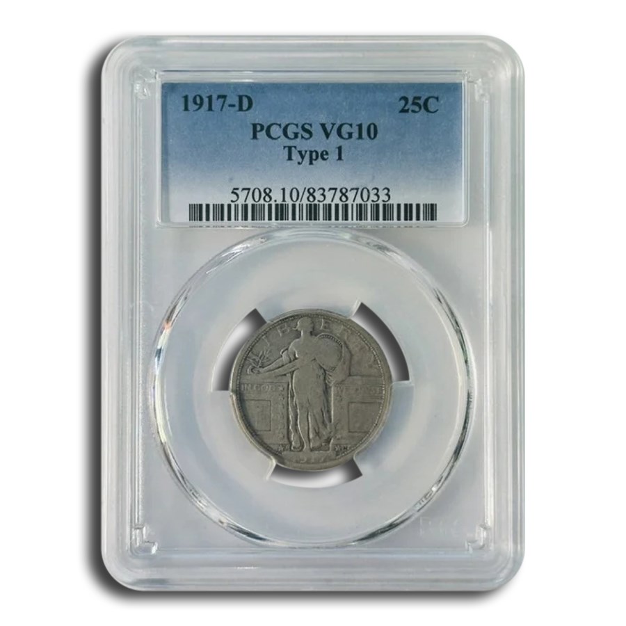 1917-D Standing Liberty Quarter Type-I VG-10 PCGS