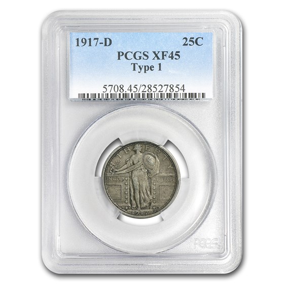 1917-D Standing Liberty Quarter Type-I XF-45 PCGS 1917-D Standing Liberty Quarter Type-I XF-45 PCGS
