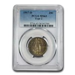 1917-D Standing Liberty Quarter Type-II MS-63 PCGS