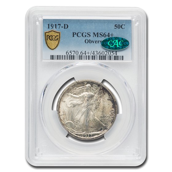 1917-D Walking Liberty Half Dollar MS-64+ PCGS CAC (Obverse) 1917-D Walking Liberty Half Dollar MS-64+ PCGS CAC (Obverse)