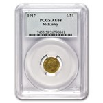 1917 Gold $1.00 McKinley Memorial AU-58 PCGS