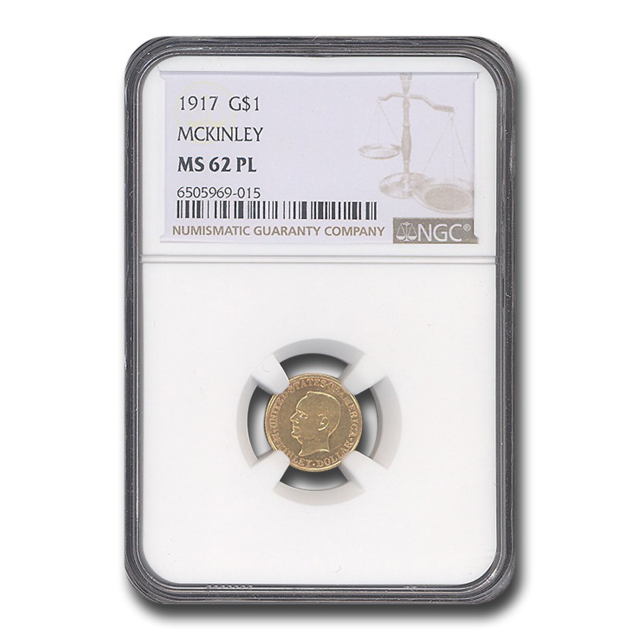 1917 Gold $1.00 Mckinley Memorial MS-62 NGC (PL)