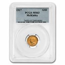 1917 Gold $1.00 McKinley Memorial MS-63 PCGS