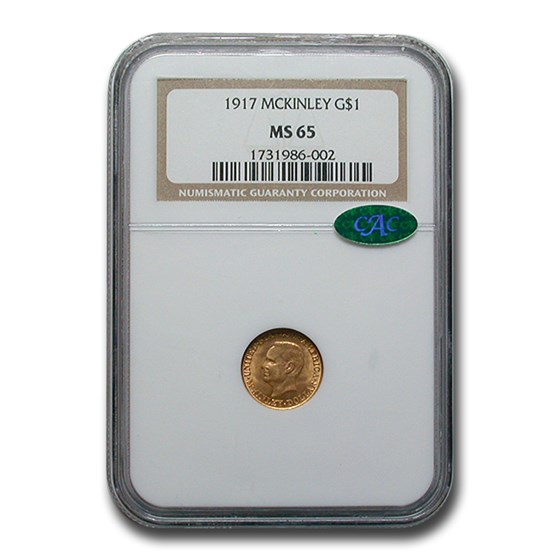 1917 Gold $1.00 Mckinley Memorial MS-65 NGC CAC 1917 Gold $1.00 Mckinley Memorial MS-65 NGC CAC