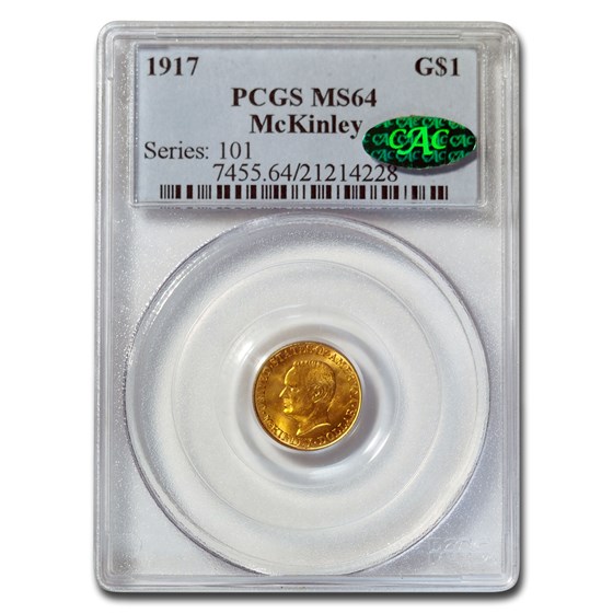 1917 Gold $1.00 McKinley MS-64 PCGS CAC 1917 Gold $1.00 McKinley MS-64 PCGS CAC