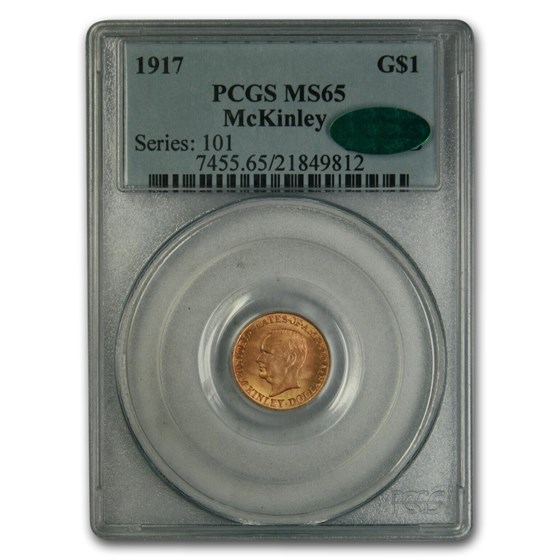 1917 Gold $1.00 McKinley MS-65 PCGS CAC 1917 Gold $1.00 McKinley MS-65 PCGS CAC