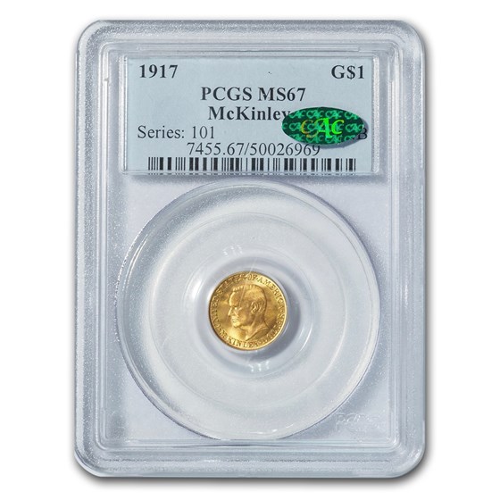 1917 Gold $1.00 McKinley MS-67 PCGS CAC 1917 Gold $1.00 McKinley MS-67 PCGS CAC