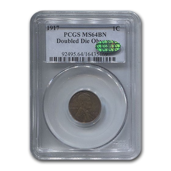 1917 Lincoln Cent Double Die Obverse MS-64 PCGS CAC (Brown) 1917 Lincoln Cent Double Die Obverse MS-64 PCGS CAC (Brown)