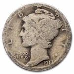 1917 Mercury Dime 50-Coin Roll Avg Circ