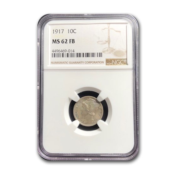 1917 Mercury Dime MS-62 NGC (FB) 1917 Mercury Dime MS-62 NGC (FB)