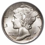 1917 Mercury Dime MS-64 PCGS (FB, OGH)