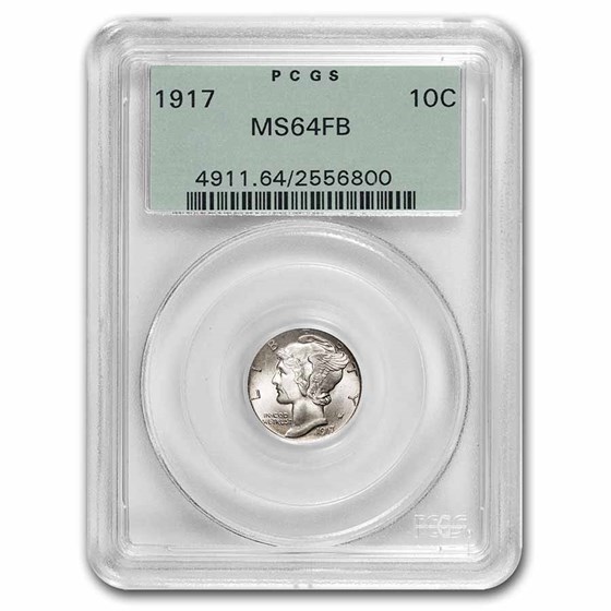 1917 Mercury Dime MS-64 PCGS (FB, OGH)