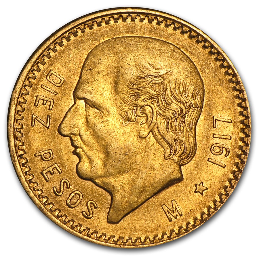 1917 Mexico Gold 10 Pesos AU