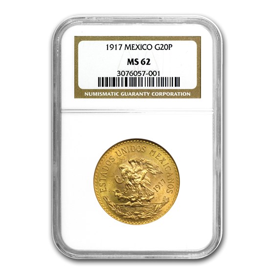 1917 Mexico Gold 20 Pesos MS-62 NGC 1917 Mexico Gold 20 Pesos MS-62 NGC