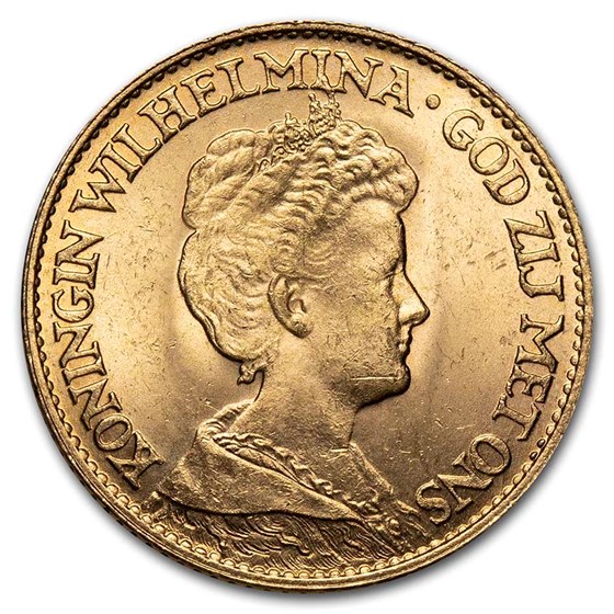1917 Netherlands Gold 10 Gulden Wilhelmina I BU 1917 Netherlands Gold 10 Gulden Wilhelmina I BU
