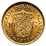1917 Netherlands Gold 10 Gulden Wilhelmina MS-64 NGC