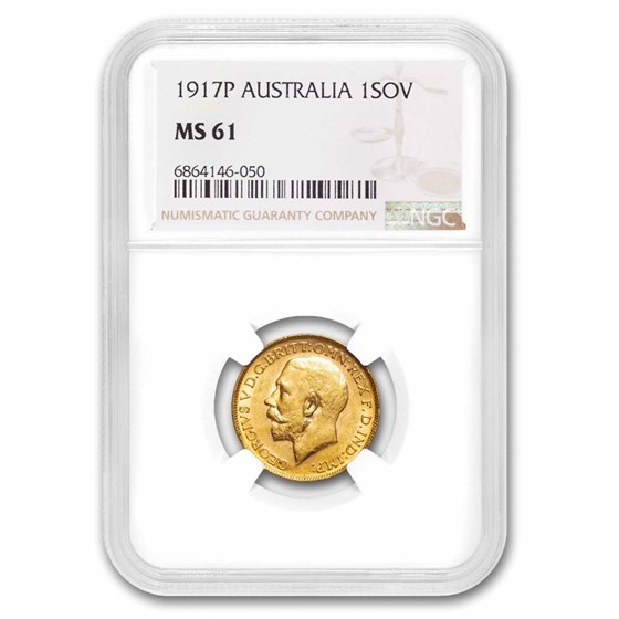 1917-P Australia Gold Sovereign George V MS-61 NGC 1917-P Australia Gold Sovereign George V MS-61 NGC