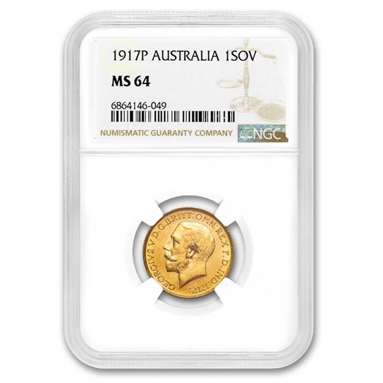 1917-P Australia Gold Sovereign George V MS-64 NGC 1917-P Australia Gold Sovereign George V MS-64 NGC