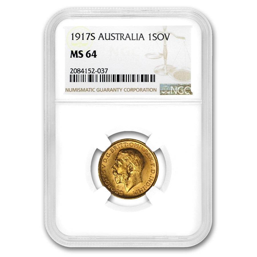 1917-S Australia Gold Sovereign George V MS-64 NGC