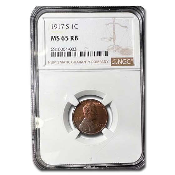 1917-S Lincoln Cent MS-65 NGC (Red/Brown)