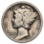 1917-S Mercury Dime 50-Coin Roll Avg Circ