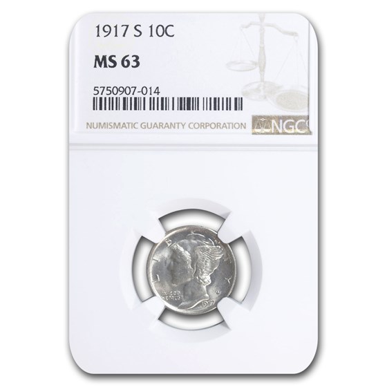 1917-S Mercury Dime MS-63 NGC 1917-S Mercury Dime MS-63 NGC
