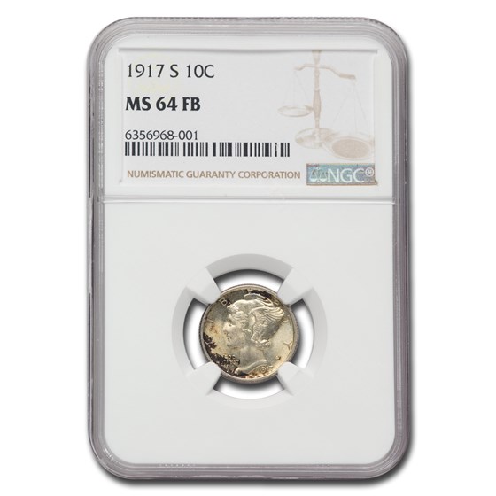 1917-S Mercury Dime MS-64 NGC (FB) 1917-S Mercury Dime MS-64 NGC (FB)