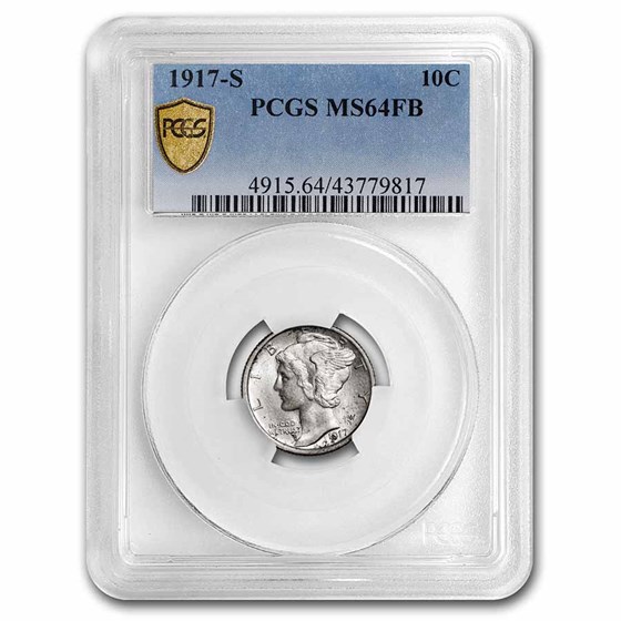 1917-S Mercury Dime MS-64 PCGS (FB) 1917-S Mercury Dime MS-64 PCGS (FB)