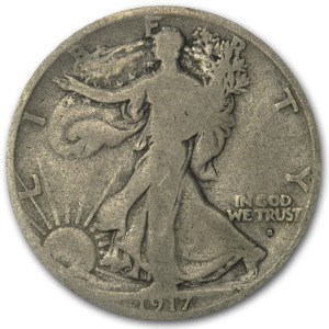 1917-S Obverse Walking Liberty Half Dollar VG 1917-S Obverse Walking Liberty Half Dollar VG