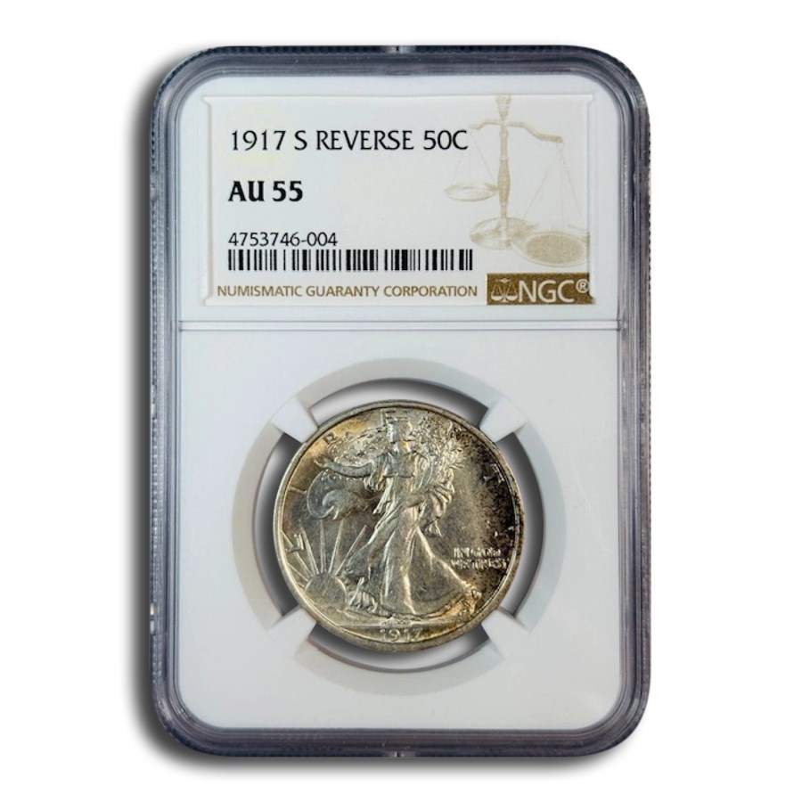 1917-S Reverse Walking Liberty Half Dollar AU-55 NGC (Toned)