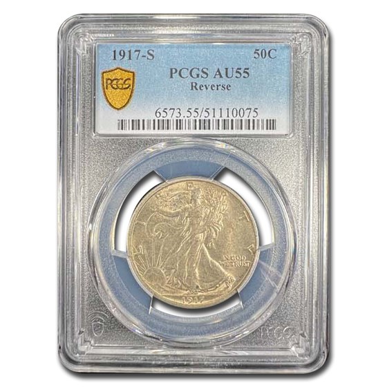 1917-S Reverse Walking Liberty Half Dollar AU-55 PCGS 1917-S Reverse Walking Liberty Half Dollar AU-55 PCGS
