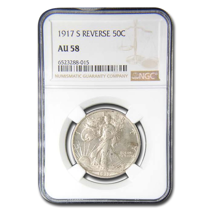 1917-S Reverse Walking Liberty Half Dollar AU-58 NGC