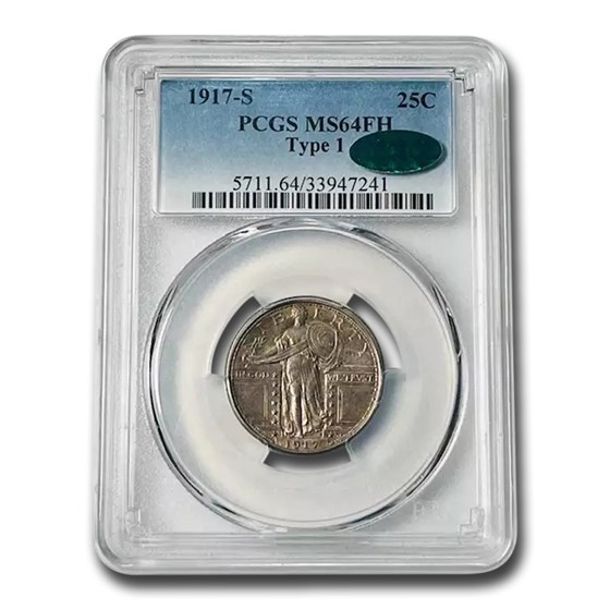 1917-S Standing Liberty Quarter MS-64 PCGS CAC (FH, Type I) 1917-S Standing Liberty Quarter MS-64 PCGS CAC (FH, Type I)
