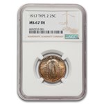 1917 Standing Liberty Quarter T ype-II MS-67 NGC (FH, Toned)