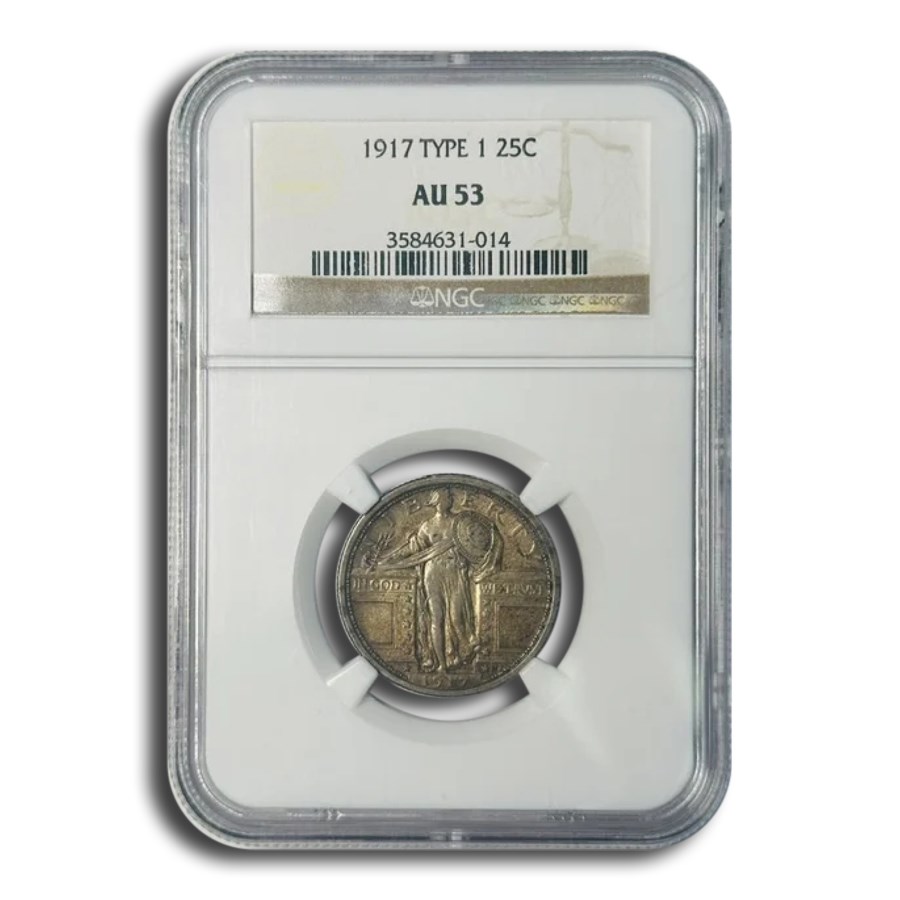 1917 Standing Liberty Quarter Type-I AU-53 NGC