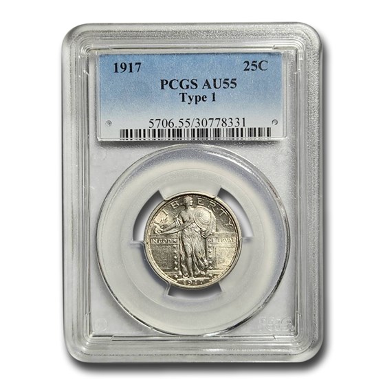 1917 Standing Liberty Quarter Type-I AU-55 PCGS 1917 Standing Liberty Quarter Type-I AU-55 PCGS