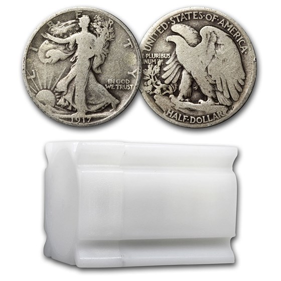 1917 Walking Liberty Half Dollar 20-Coin Roll Good 1917 Walking Liberty Half Dollar 20-Coin Roll Good