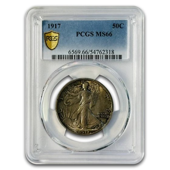 1917 Walking Liberty Half Dollar MS-66 PCGS (Toned)