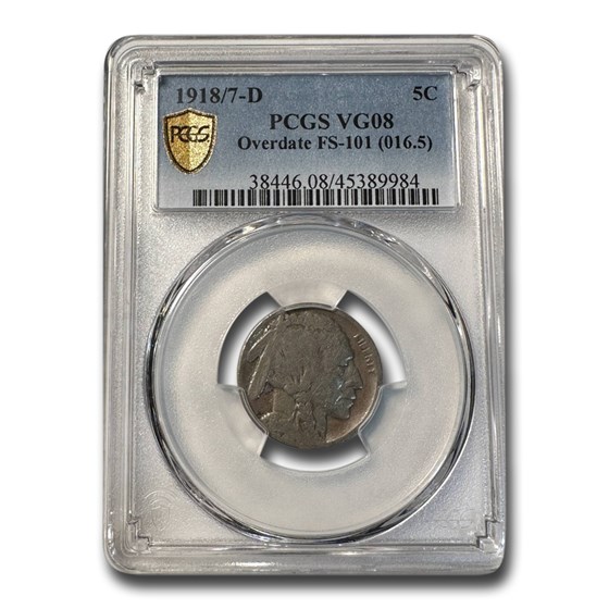 1918/17-D Buffalo Nickel VG-8 PCGS (FS-101 Overdate FS-016.5) 1918/17-D Buffalo Nickel VG-8 PCGS (FS-101 Overdate FS-016.5)