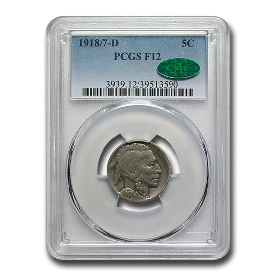 1918/7-D Buffalo Nickel Fine-12 PCGS CAC 1918/7-D Buffalo Nickel Fine-12 PCGS CAC