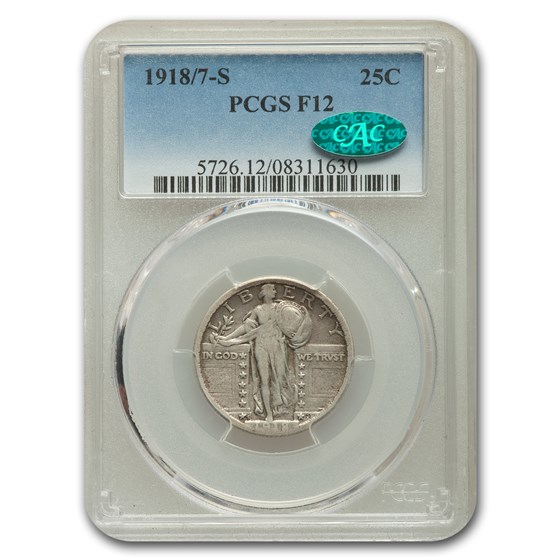 1918/7-S Standing Liberty Quarter Fine-12 PCGS CAC 1918/7-S Standing Liberty Quarter Fine-12 PCGS CAC