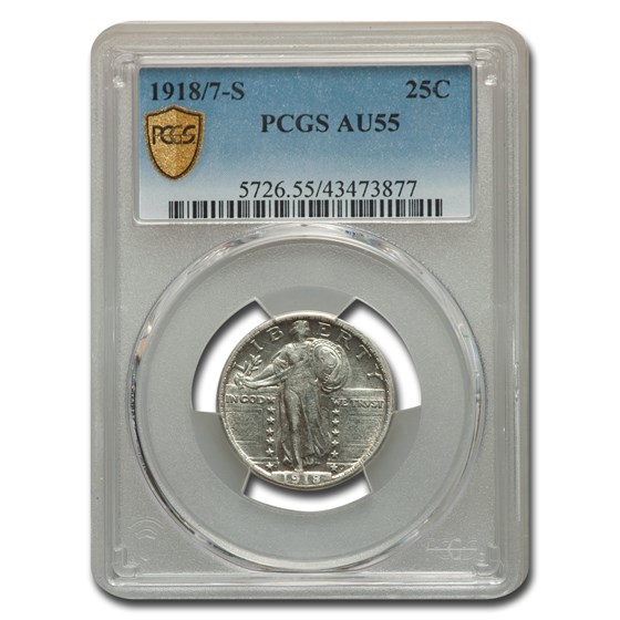 1918/7-S Standing Liberty Quarter AU-55 PCGS 1918/7-S Standing Liberty Quarter AU-55 PCGS