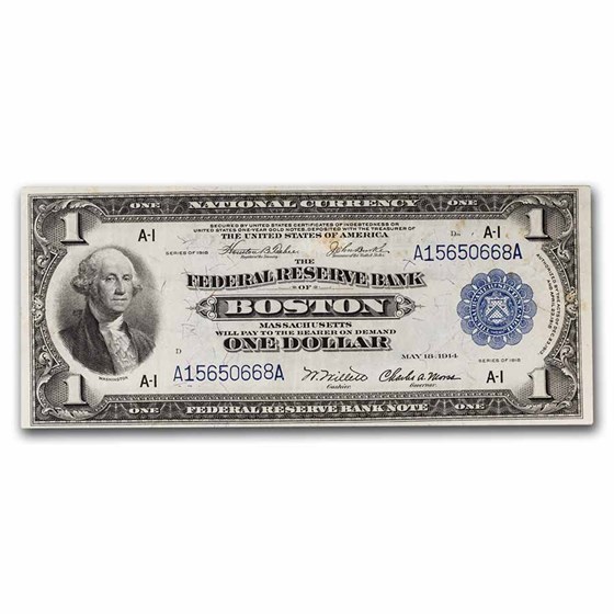 1918 (A-Boston) $1.00 FRBN VF (Fr#709) Details 1918 (A-Boston) $1.00 FRBN VF (Fr#709) Details