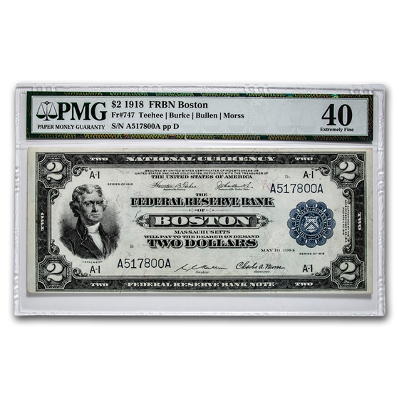 1918 (A-Boston) $2.00 FRBN Battleship XF-40 PMG 1918 (A-Boston) $2.00 FRBN Battleship XF-40 PMG
