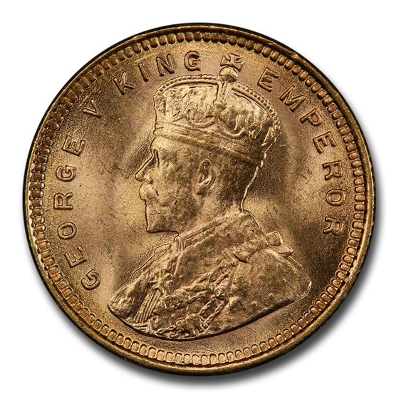 1918-B India Gold 5 Rupee George V MS-64+ PCGS 1918-B India Gold 5 Rupee George V MS-64+ PCGS