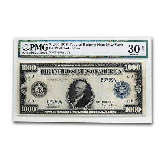 1918 (B-New York) $1000 FRN VF-30 PMG 1918 (B-New York) $1000 FRN VF-30 PMG