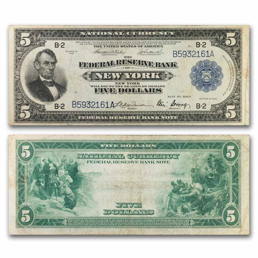1918 (B-New York) $5.00 FRBN Ch VF (Fr#782)