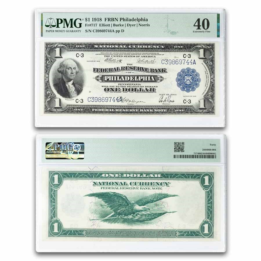 1918 (C-Philadelphia) $1.00 FRBN CH XF-40 PMG (Fr#717)