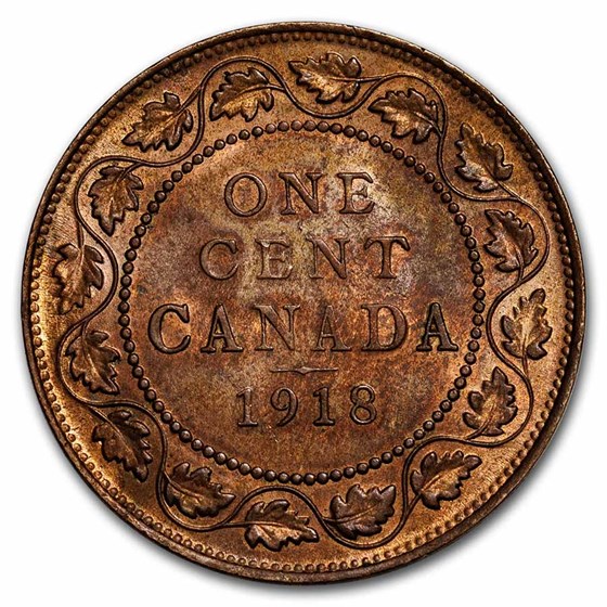1918 Canada Large Cent George V AU 1918 Canada Large Cent George V AU