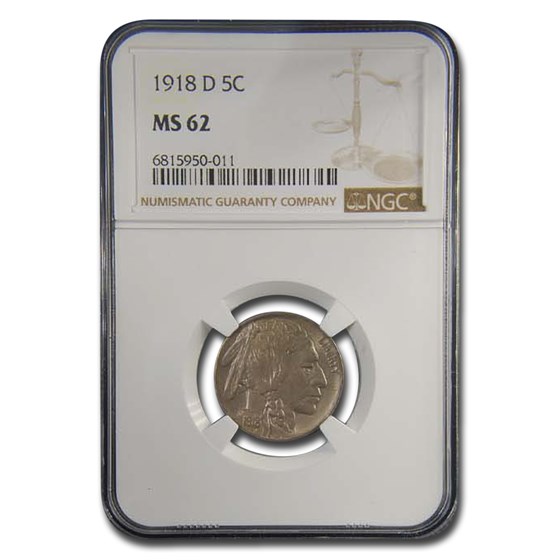 1918-D Buffalo Nickel MS-62 NGC 1918-D Buffalo Nickel MS-62 NGC